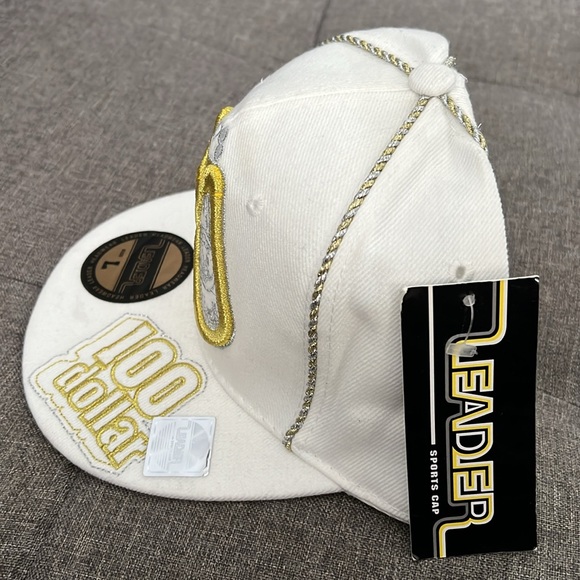 $100 Bill Leader Hat w/dog-tags on the front and money sign on the back. NWT. - Picture 2 of 5